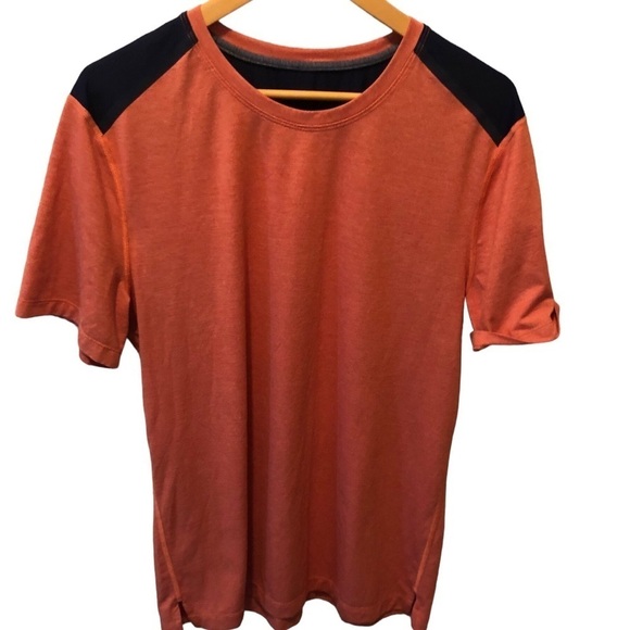 Lululemon Athletica Mens Train & Gain Tee Size M Orange/Navy Workout Running - Picture 1 of 7
